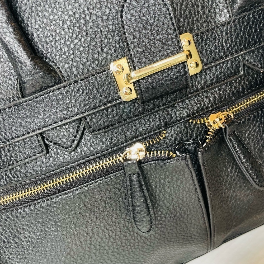 JUSTFAB Legacy Black Faux Leather Handbag Tote - Picture 4 of 12